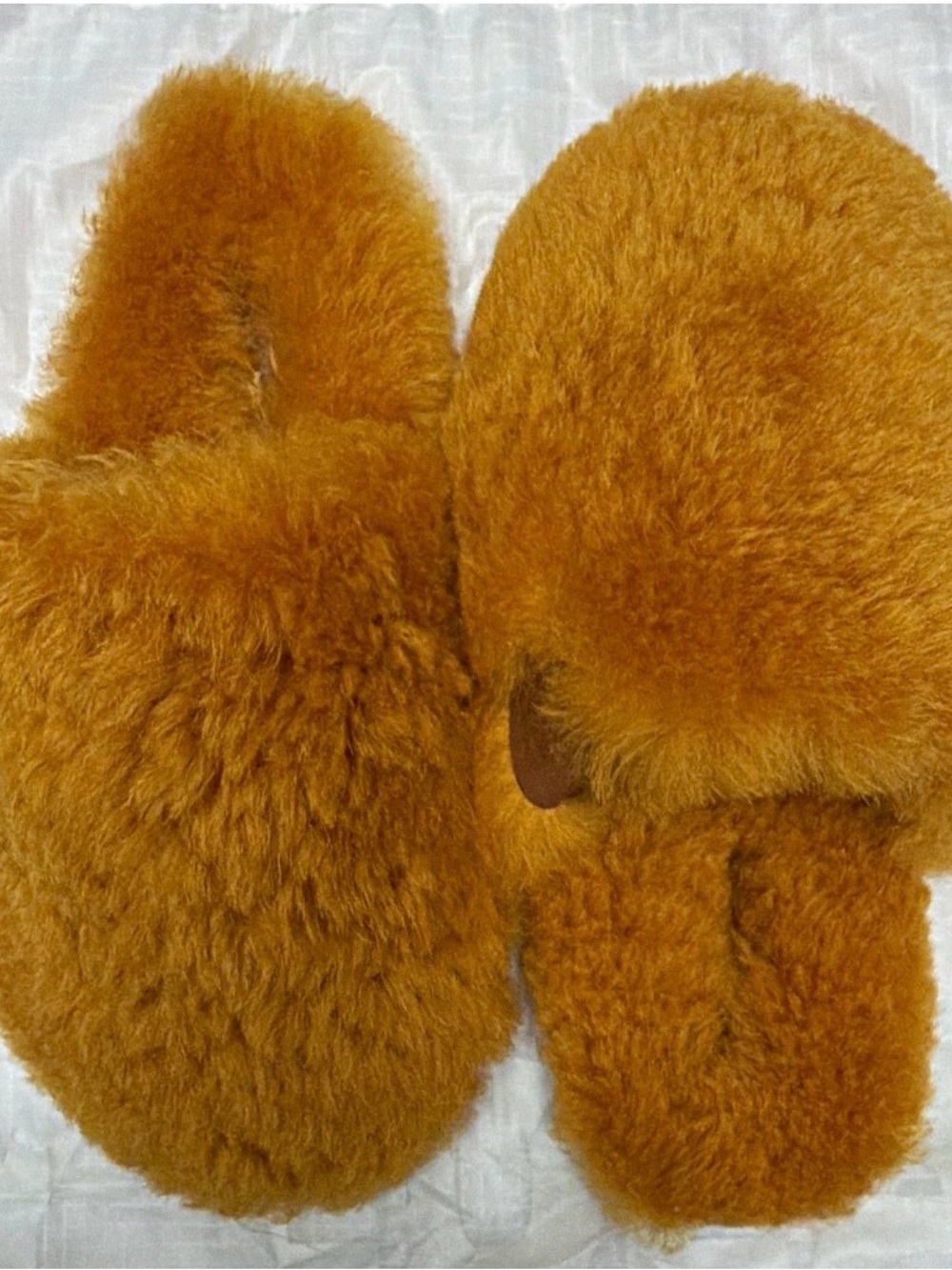 Loewe Plush Furry Slide Slippers - Caramel Brown 39